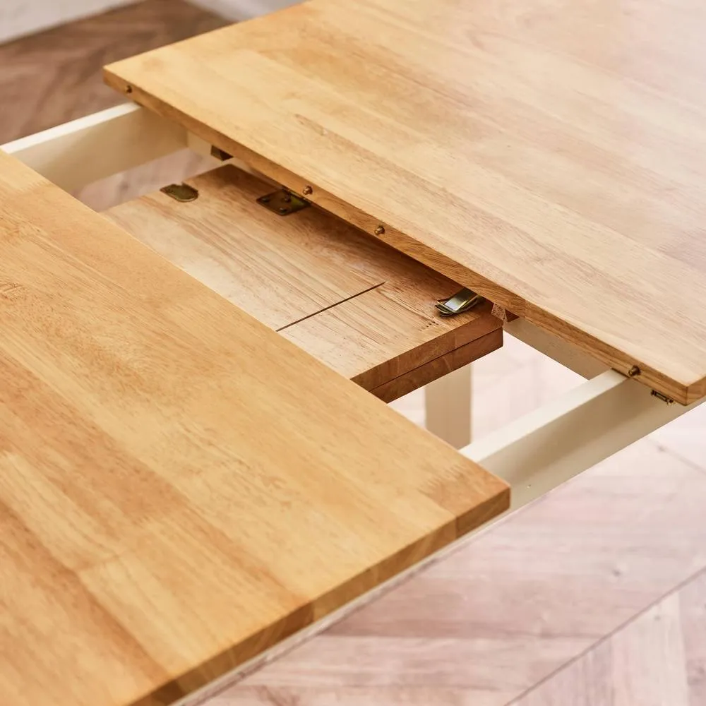FurnitureboxUK Salcombe Extending Rectangular Wooden Table & 6 Whitby Dining Chairs in Cream 5