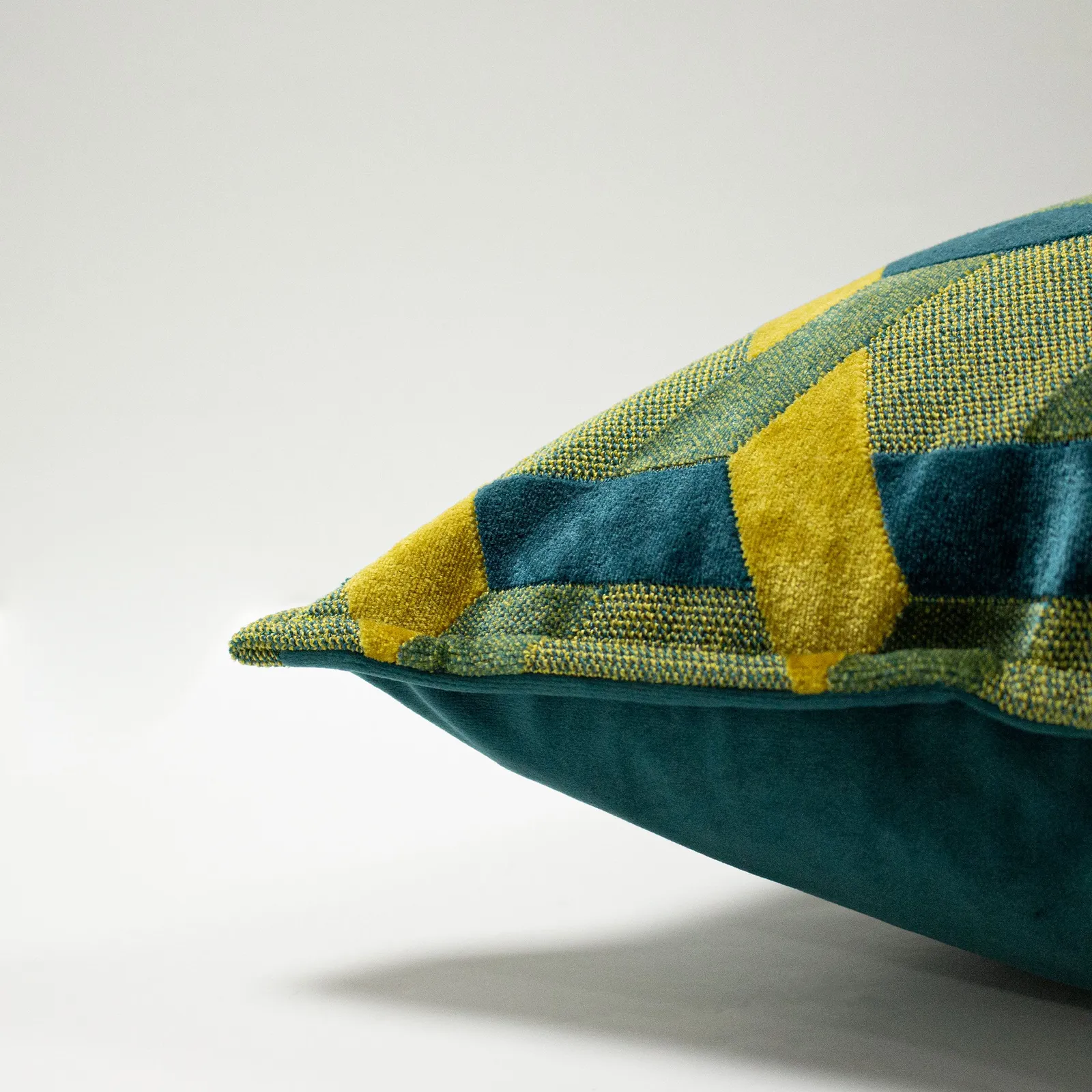 Paoletti Delano Geometric Velvet Cushion in Teal 5