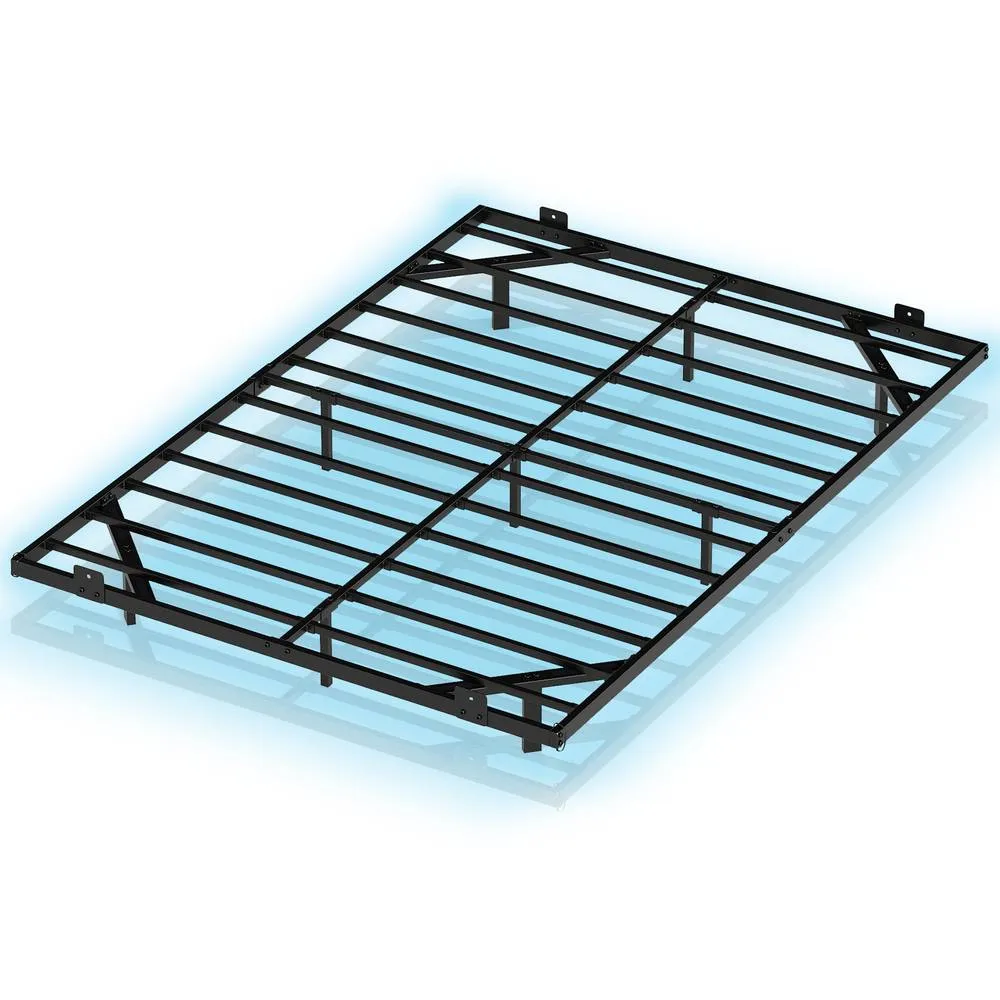 Costway Double Size Floating Bed Frame w/ LED Lights Modern Metal Platform Bed in Black