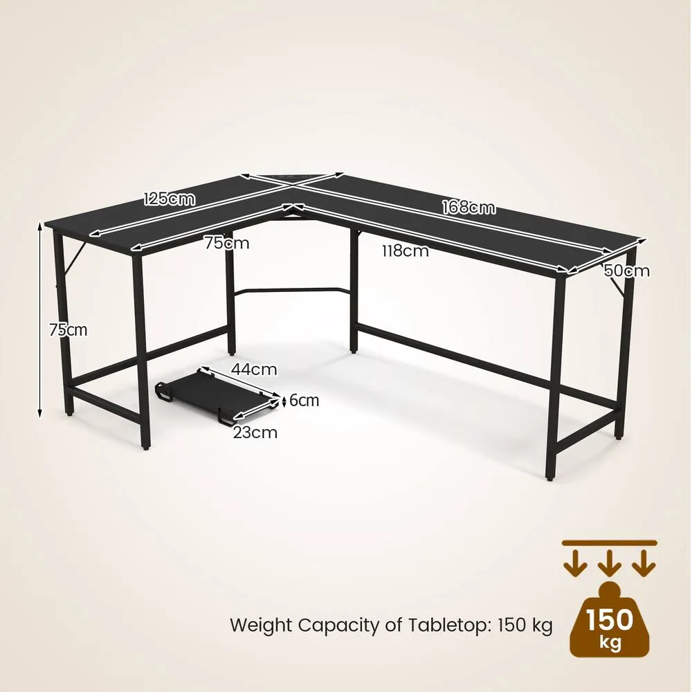 Costway L Shaped Home Office Desk Computer Corner Desk Gaming Table with CPU Stand in Black 3