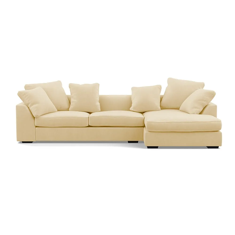 Heal's Cumulus RHF Corner Sofa Smart Luxe Velvet Biscuit Black Feet 1