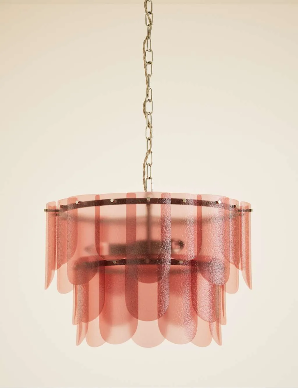 M&S Glass Mottled Chandelier Pink