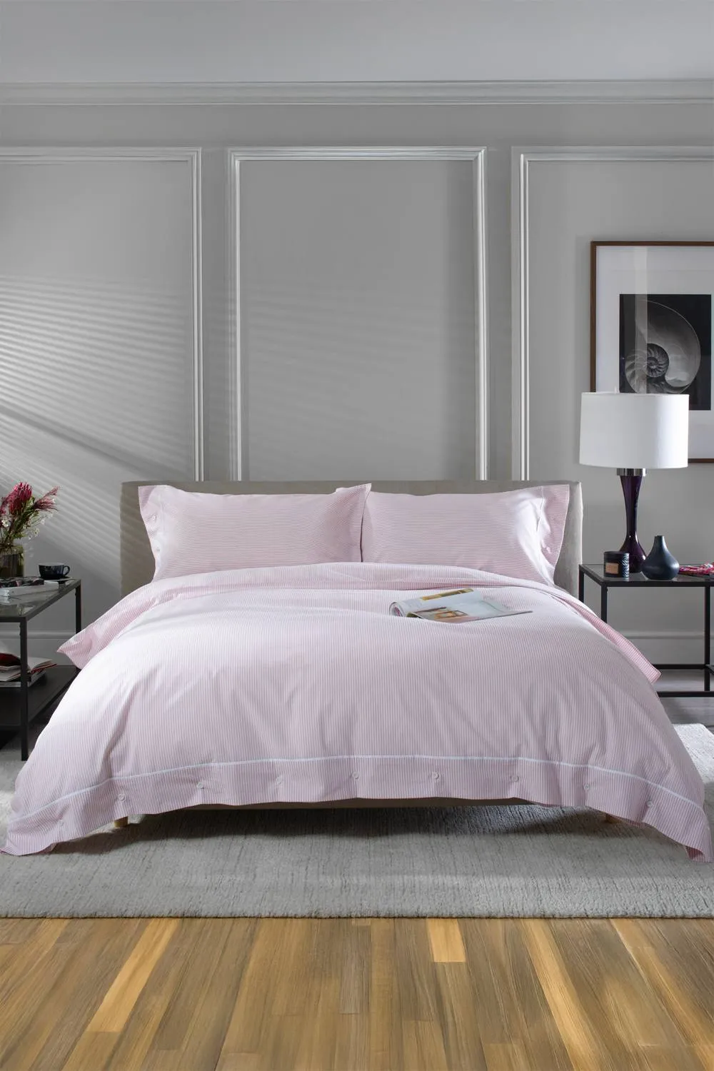 The Lyndon Company Southport Rose 100% Cotton Cuffed Finish Duvet Cover Set 1
