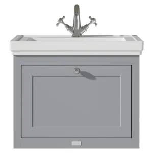Bayswater Hartleigh Plummett Grey Traditional Wall Hung Vanity Unit & 1 Tap Hole Traditional Recessed Basin - 600mm