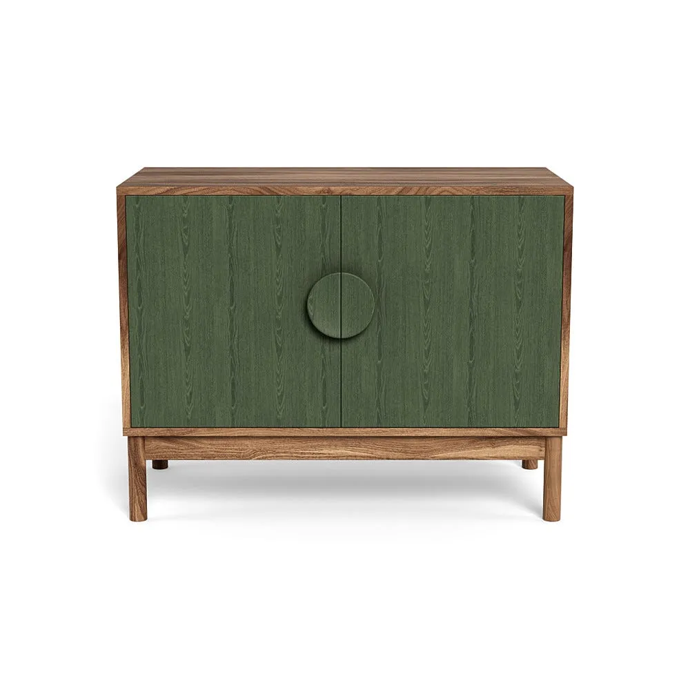 Heal's Tinta Small Sideboard Walnut Carcass Green Stain Doors