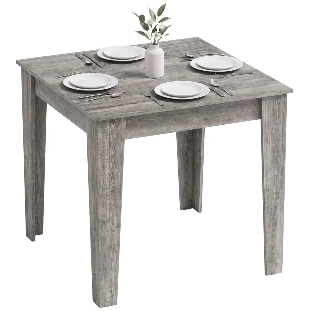 HOMCOM Dining Table for 4, 80L x 80W x 75Hcm, Grey Wood Effect