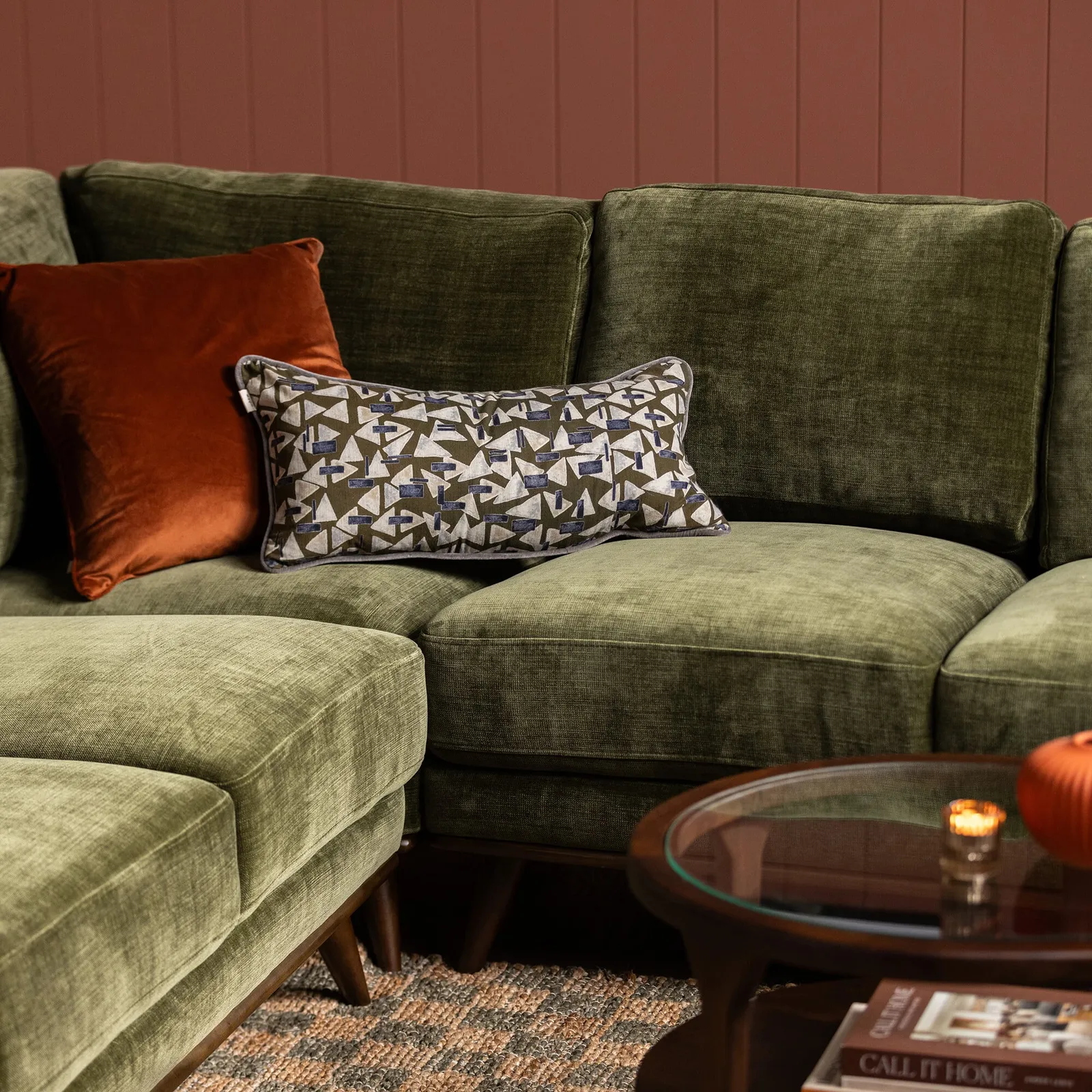 Bowes Large Corner Sofa, Green Fabric | Barker & Stonehouse 5