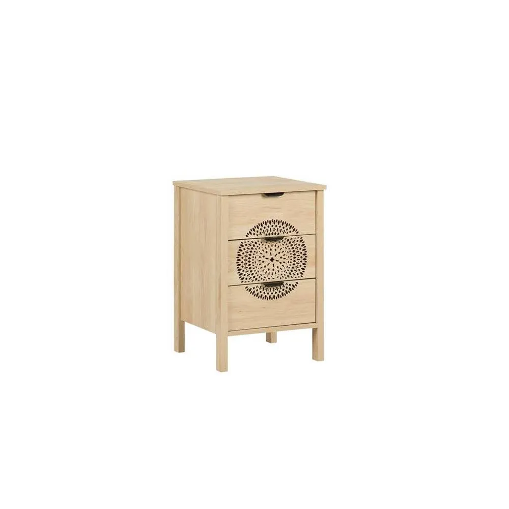 Birlea Pair of Flora 3 Drawer Bedside Cabinet Chest Table Light Oak in Beige 6