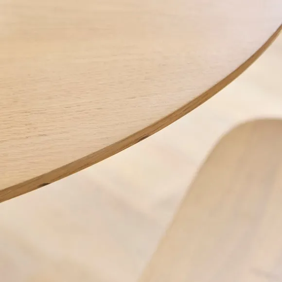 Arlette 4 Seater Round Dining Table, Solid Oak and Oak Veneer 2