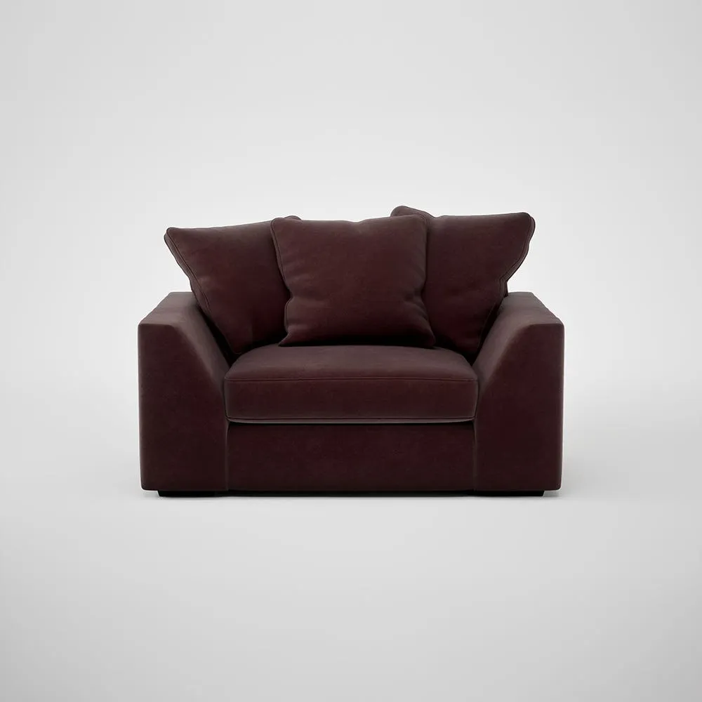 Heal's Cumulus Loveseat Smart Luxe Velvet Acorn Black Feet