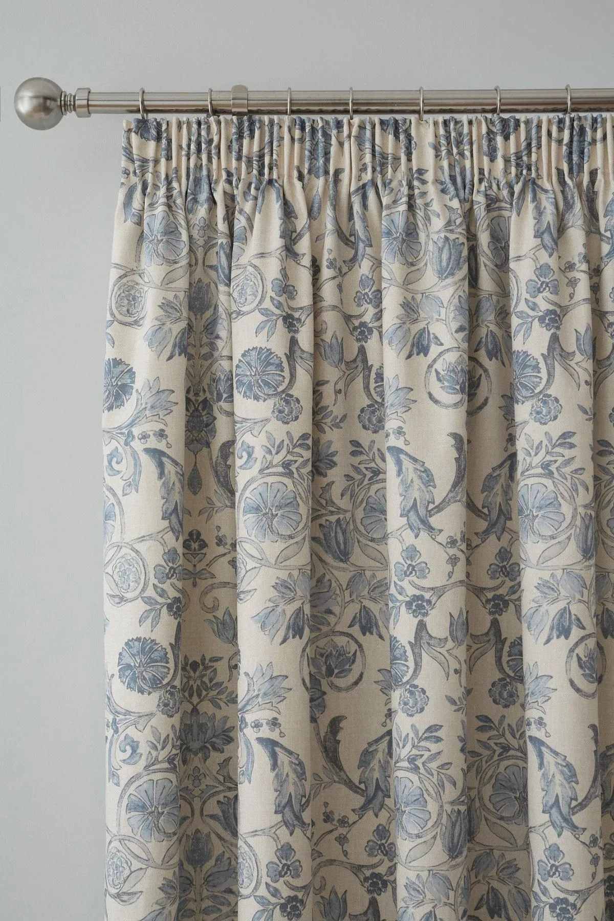 Dreams & Drapes 'Averie' Pair of Pencil Pleat Curtains With Tie-Backs in Blue 4