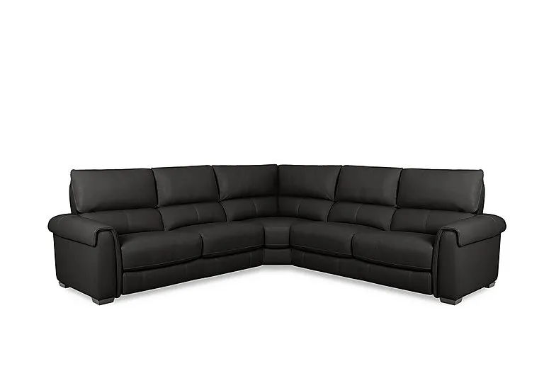 Nixon Leather Large Corner Sofa - Classic Black