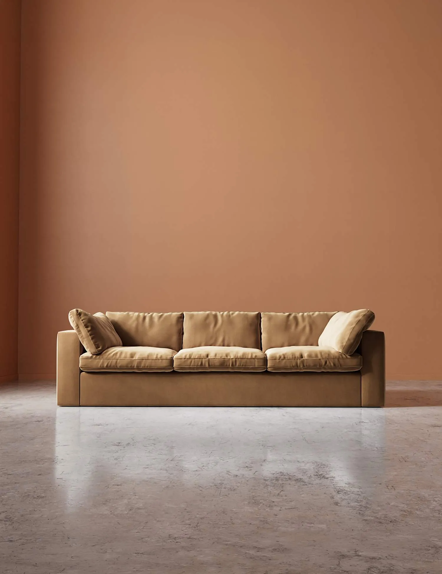 Swoon Easy Velvet 3 Seater Sofa Tan