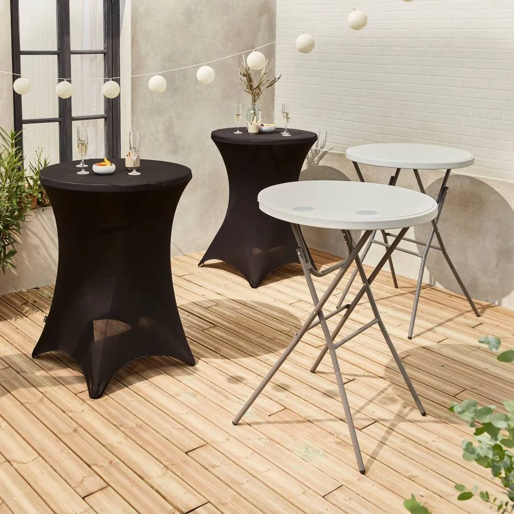 sweeek Pair of foldable high tables with protective covers in Black 5