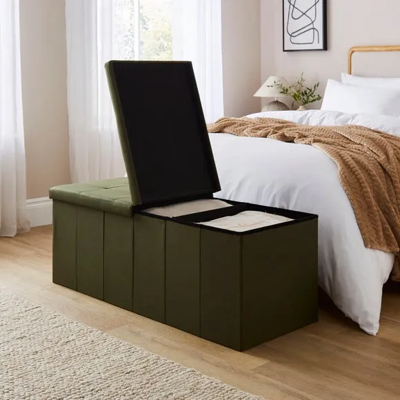 Faux Linen Bed Ottoman 2