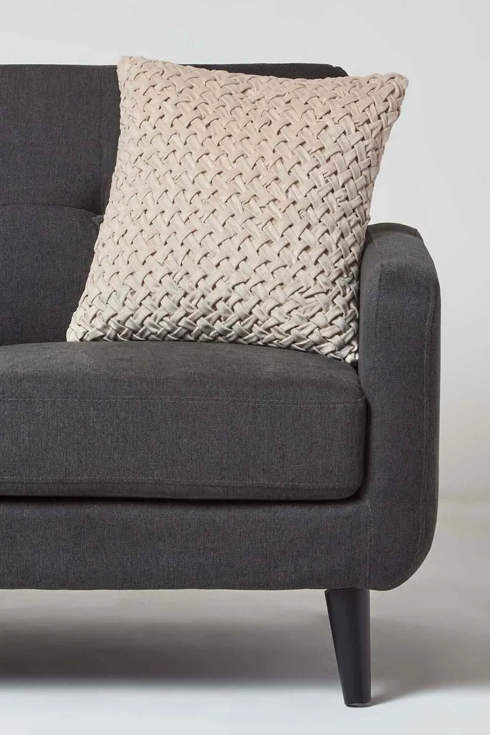 Homescapes Sofia Pleated Velvet Cushion in Cream 2