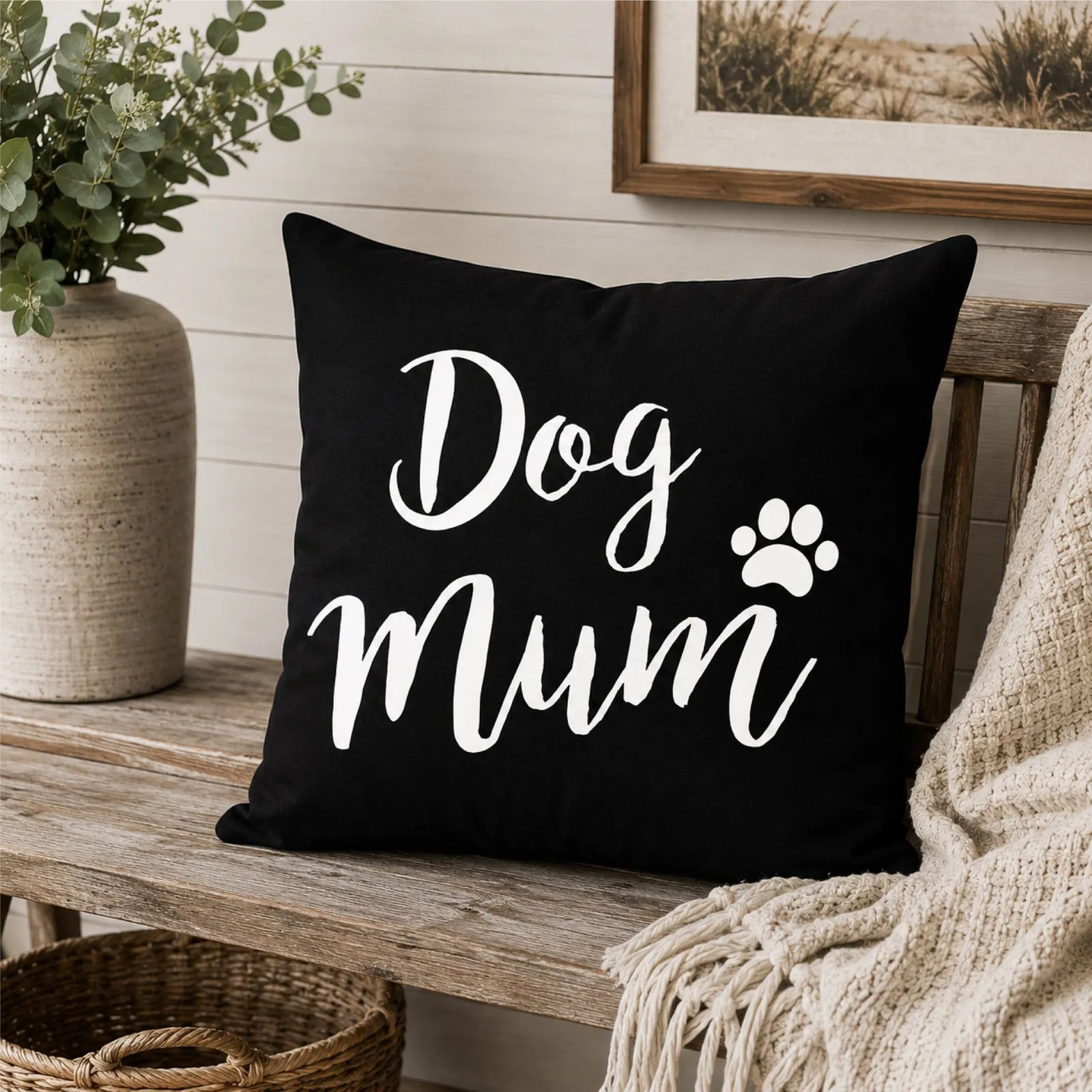 60 SECOND MAKEOVER Dog Mum Cushion Cover 16" x 16" in Black