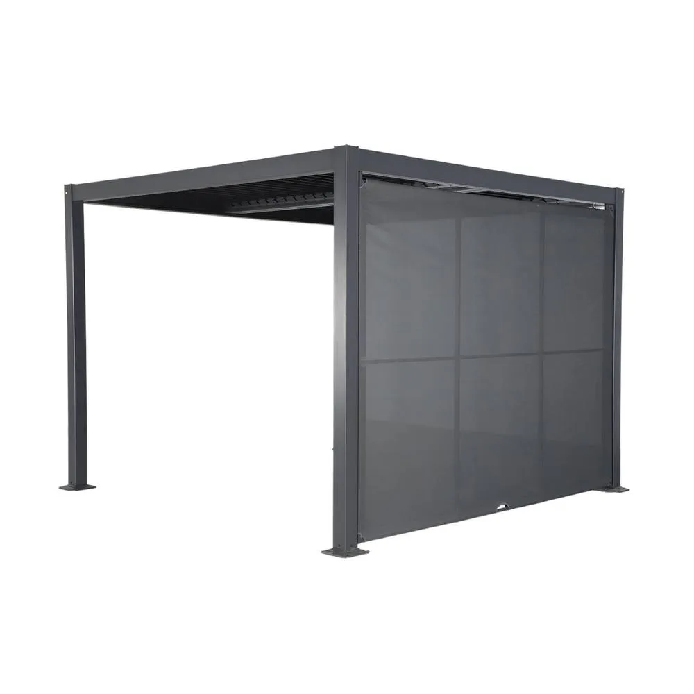 sweeek Louvered pergola 3x3m & 3m awning in Dark Grey 2