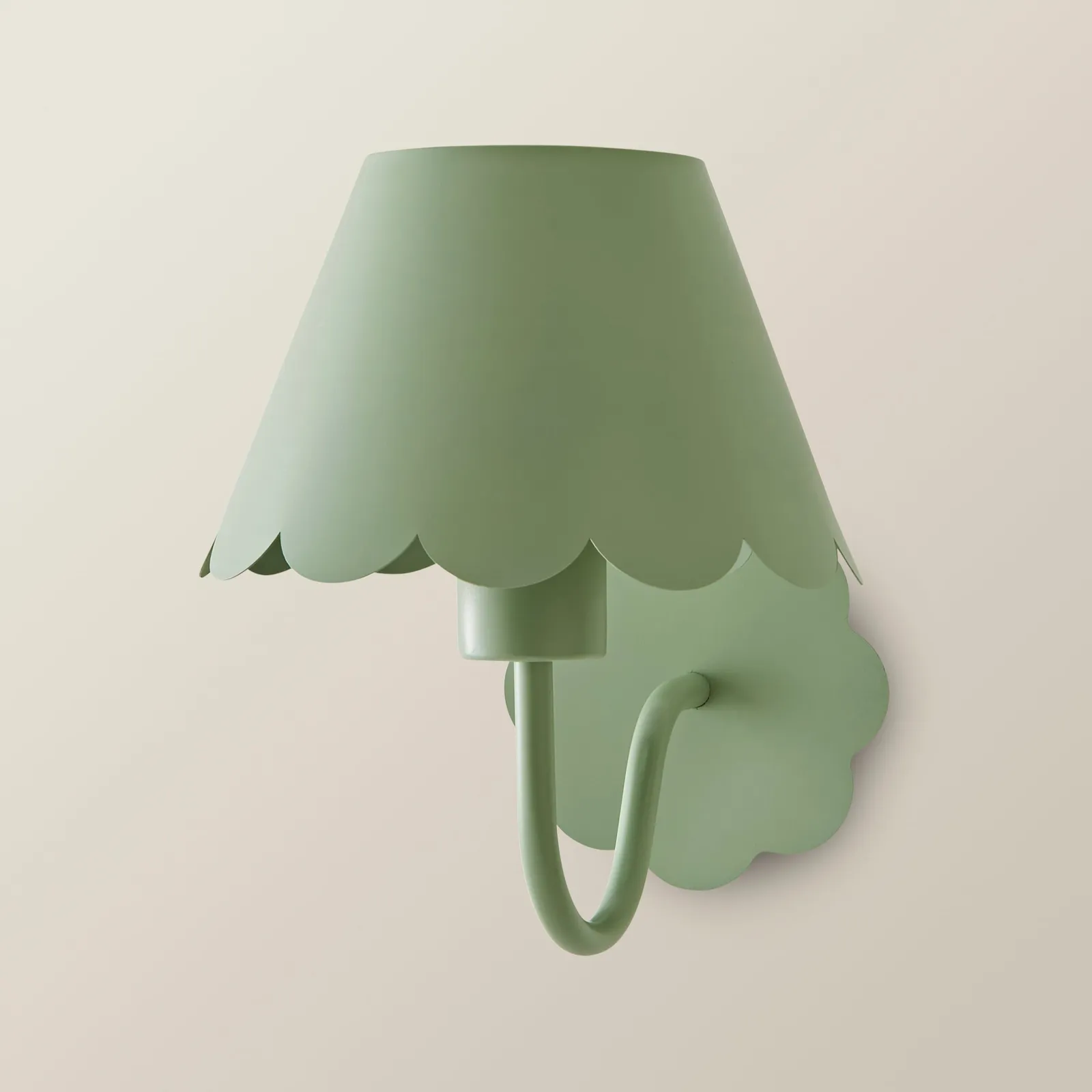 ValueLights Hattie Rechargeable Metal Scalloped Edge Wall Light in Pale Green 6