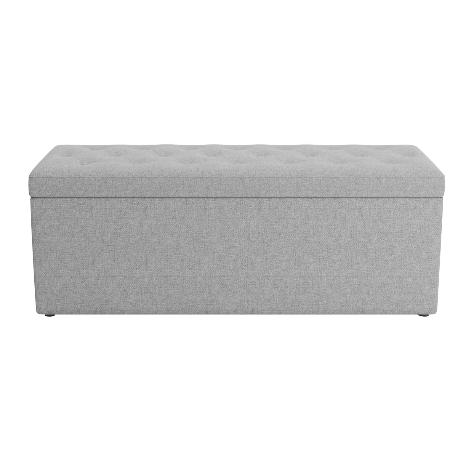 Oswald Faux Wool Buttoned Ottoman Bench Grey