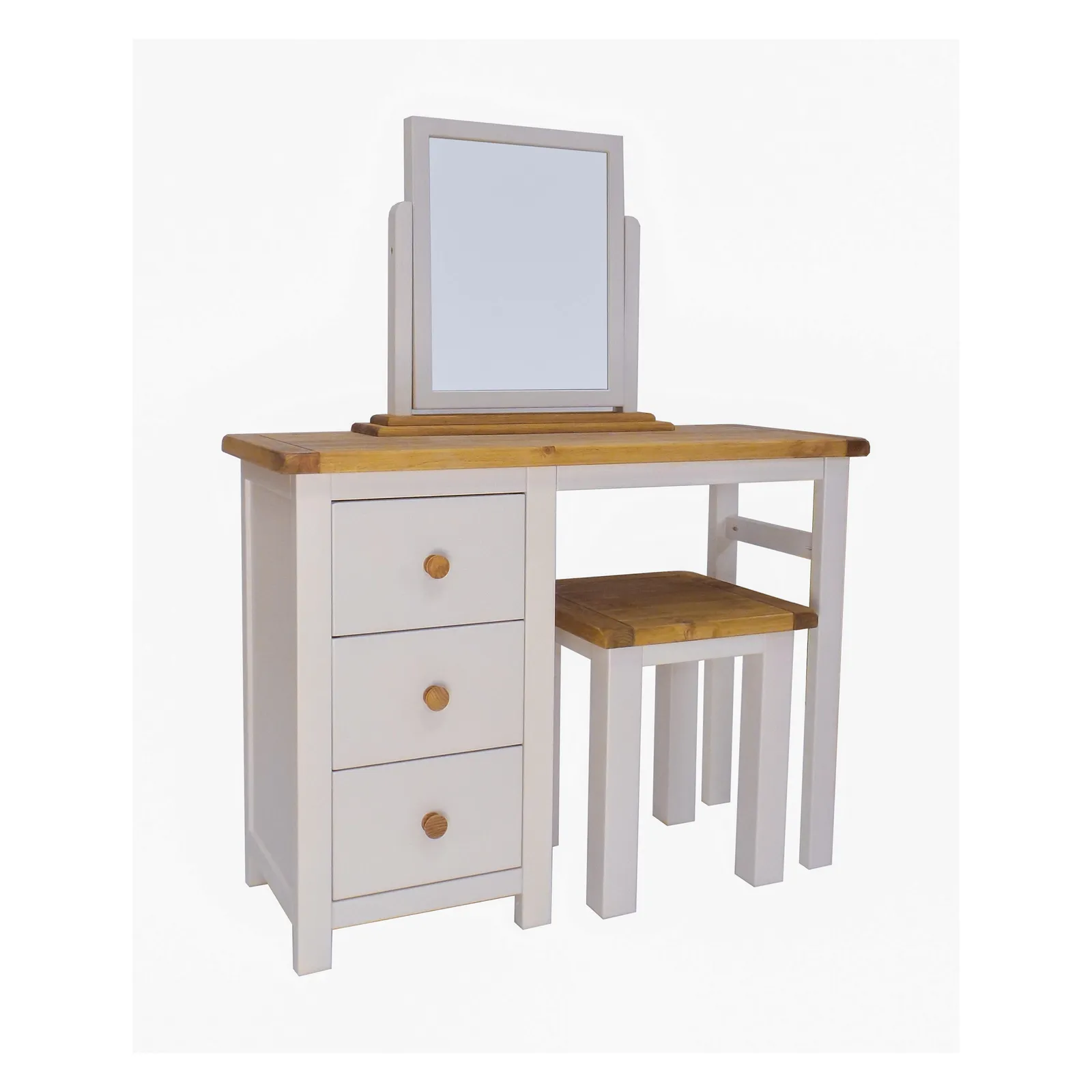 Cabinet Bits Argenta 3 Drawer Dressing Table Set Wood Knob in Light Grey