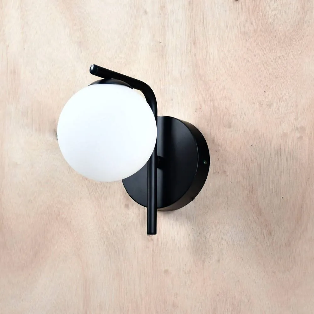 First Choice Lighting Set of 2 Grosvenor - Black Wall Lights with Glass Globes 5