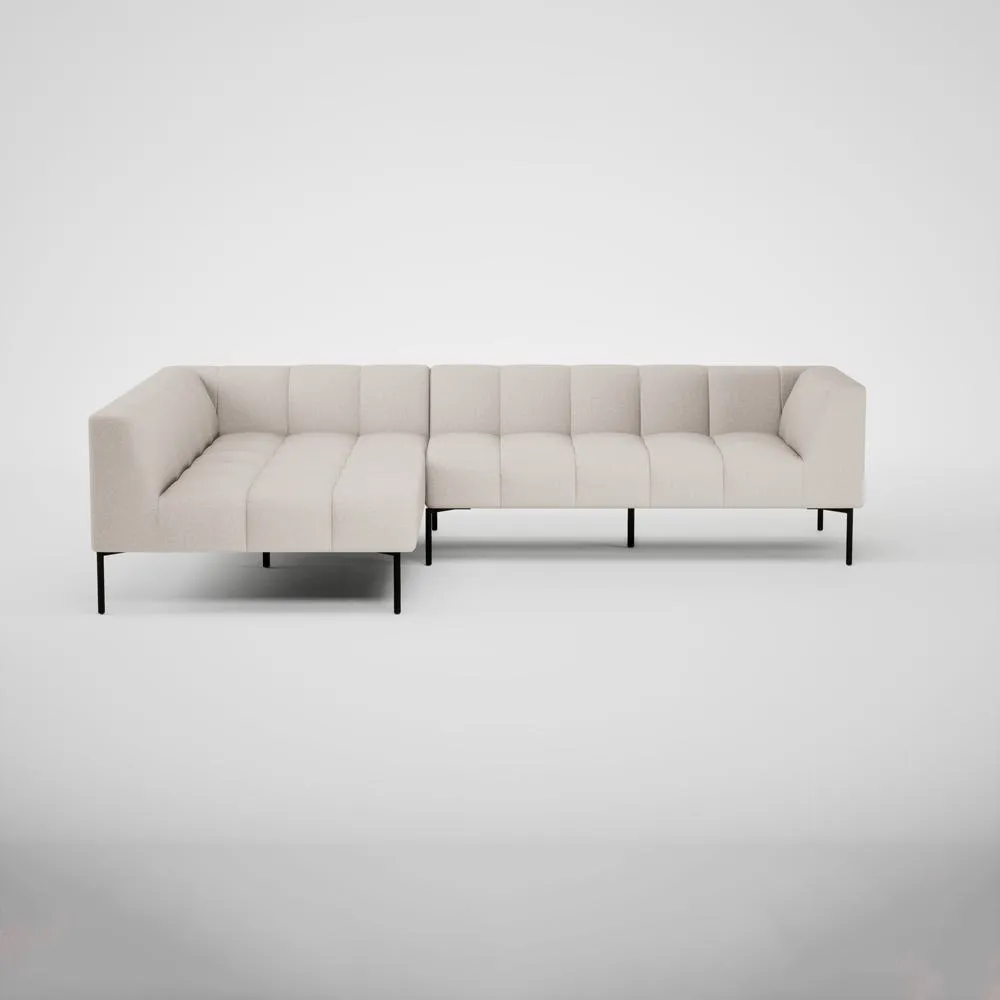 Heal's Quadro Left Hand Facing Chaise Sofa Siena Cotton Natural Black Feet