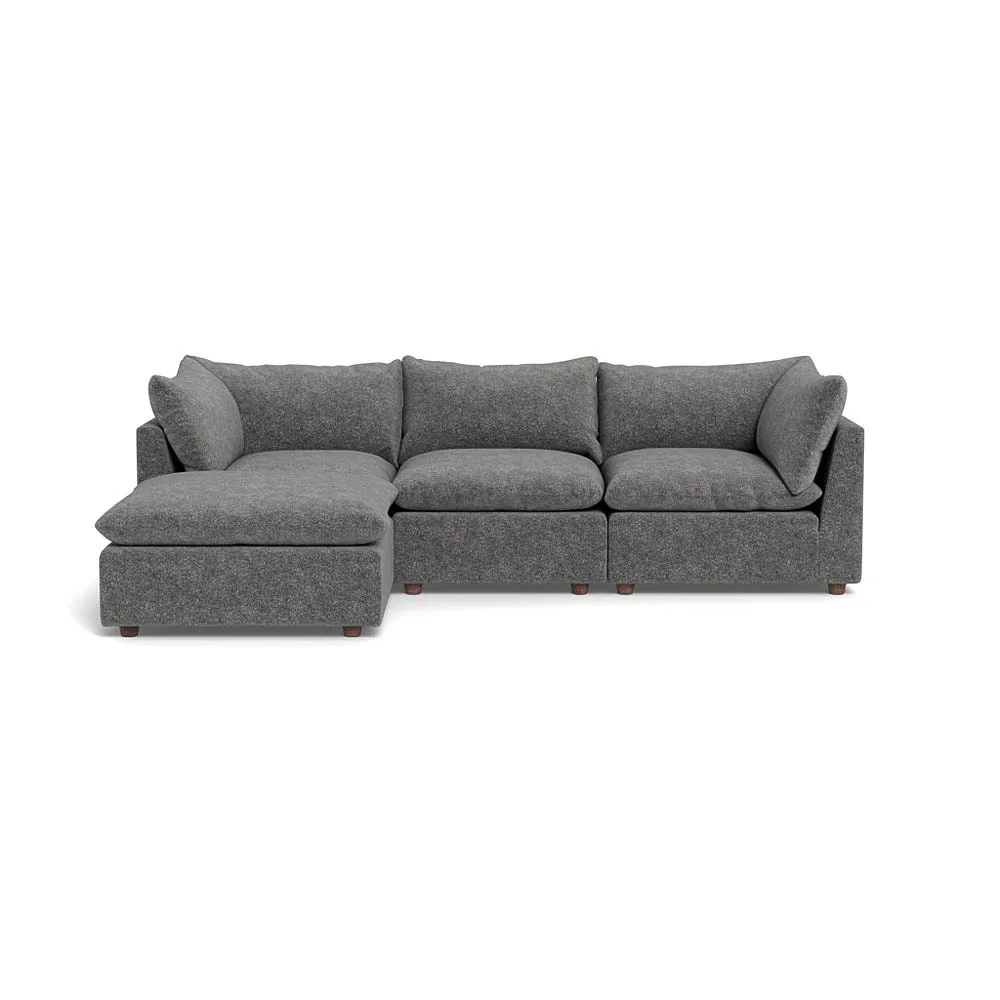 Heal's Astrid Left Hand Facing Corner Sofa Melton Wool Shale Walnut Stained Beech Feet 1