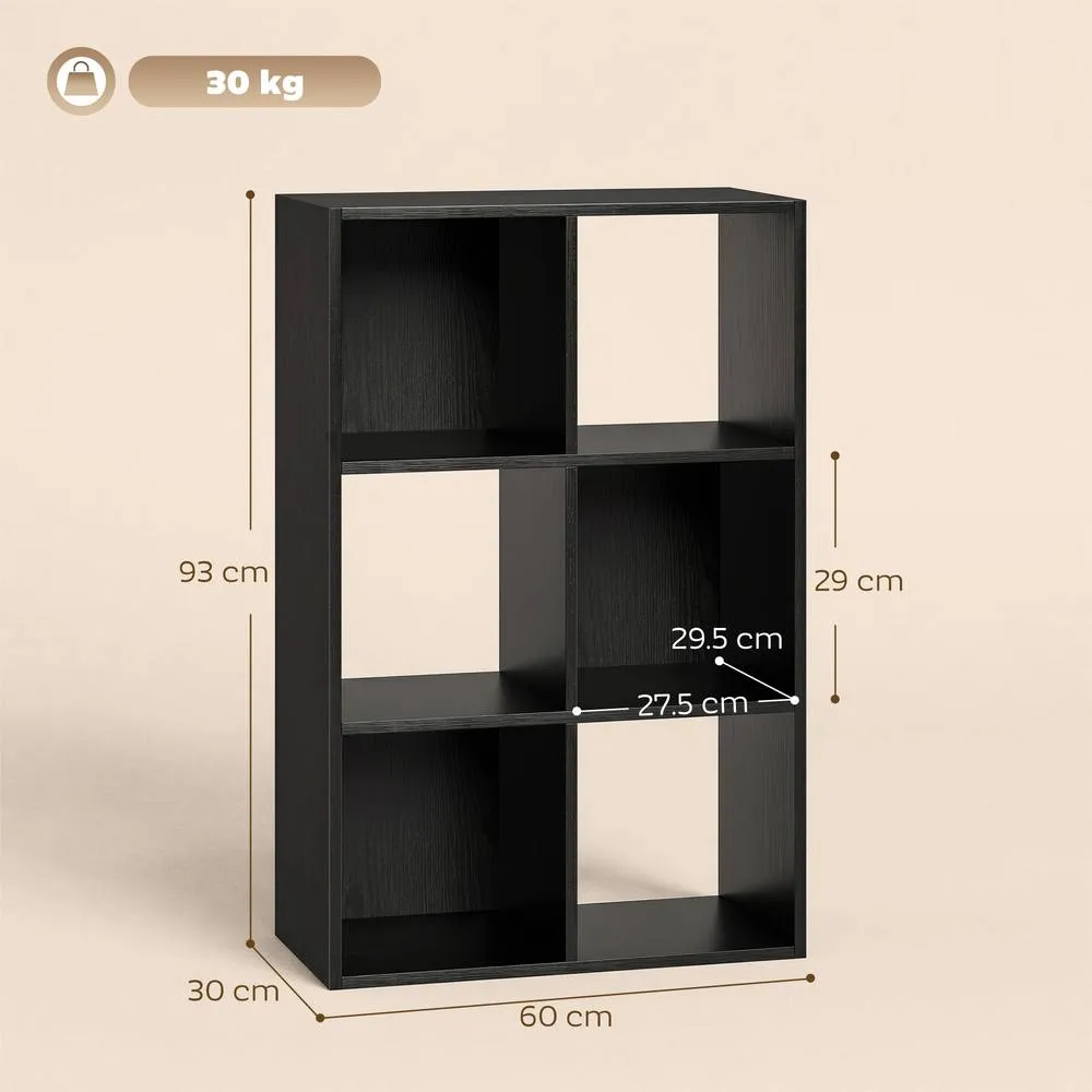 HOMCOM Industrial Style Storage Shelf, Bookcase, Bookshelf in Black 3