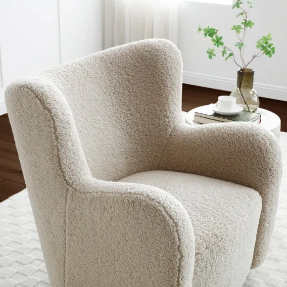 Theo Natural Borg Swivel Armchair 3
