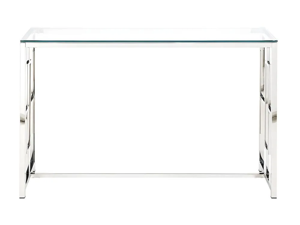 Vente-unique Console Table - Toughened Glass & Steel - Chrome - CLOTILDE in Clear 2