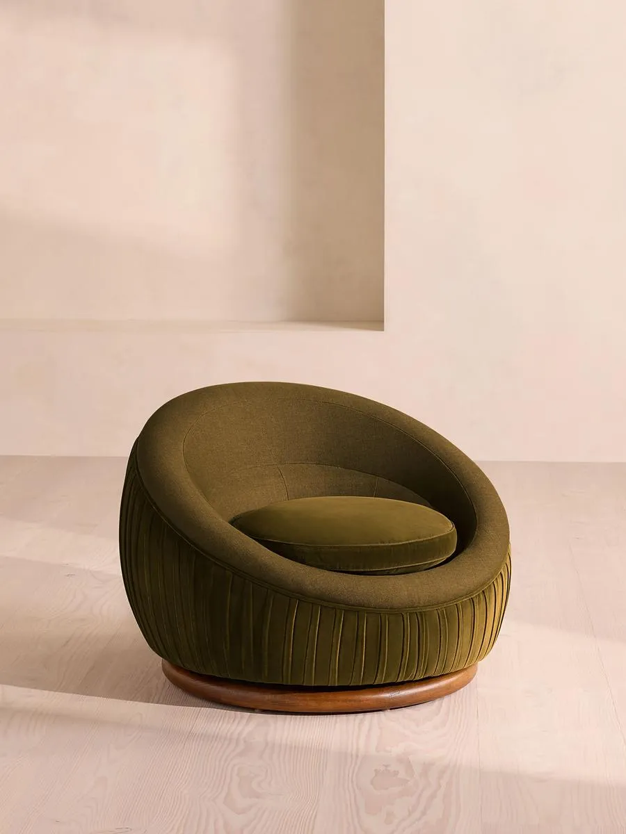 Abel Armchair, Velvet & Linen, Olive