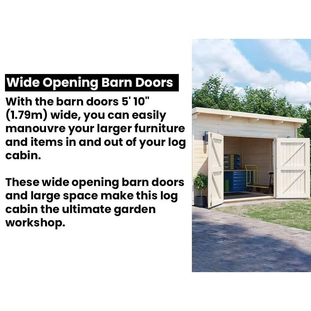 Dunster House Garden Log Cabin 4m x 3m 24mm Double-Glazing, Superfelt Included in Natural 6