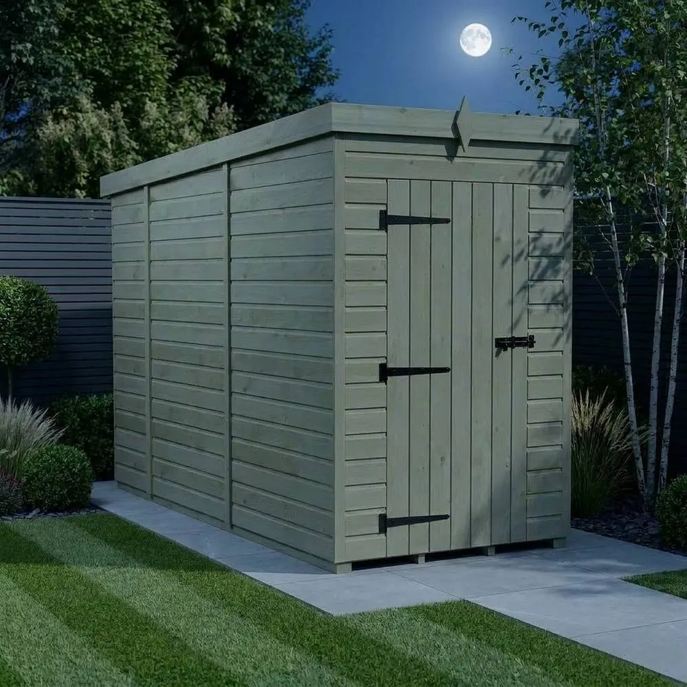 Buttercup Farm 4ft x 10ft Pent Garden Shed Single Door No Windows - Timber in Brown 3