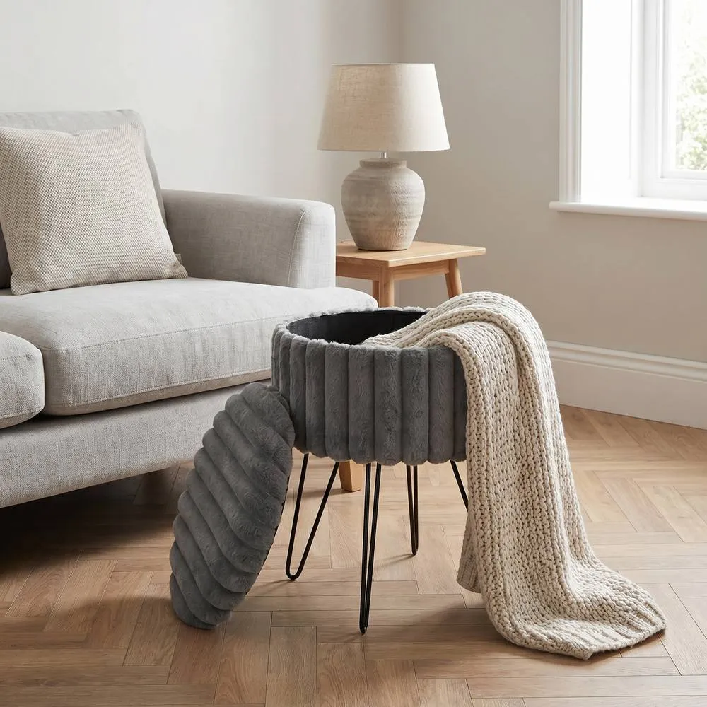 GAVENO CAVAILIA Ribbed Hairpin Storage Stool in Charcoal 1