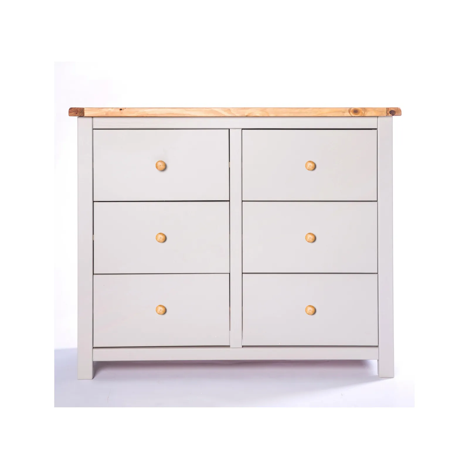 Cabinet Bits Argenta 6 Drawer Chest of Drawers Wood Knob in Light Grey