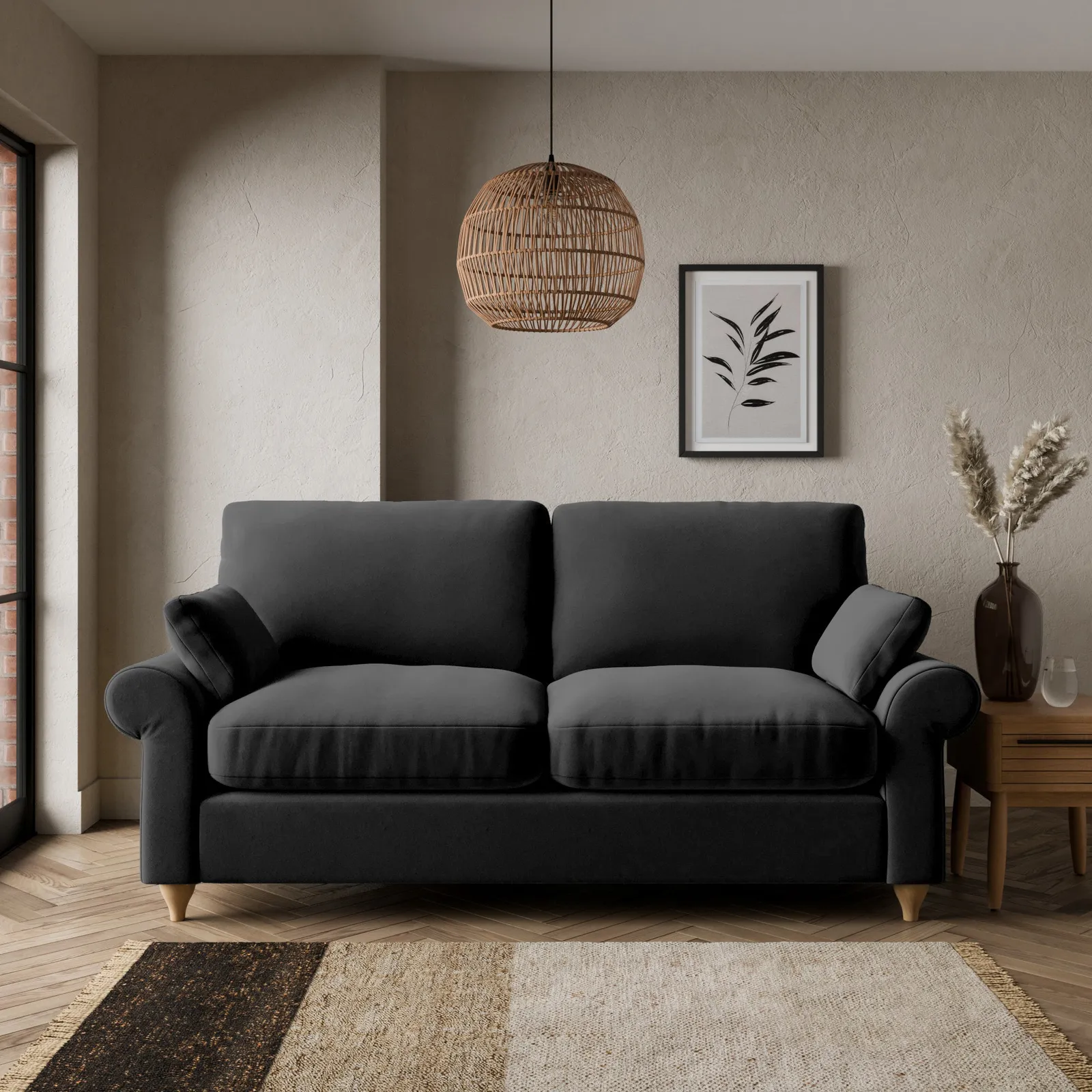 Salisbury Luxury Velvet 2 Seater Sofa Bed Luxury Velvet Black