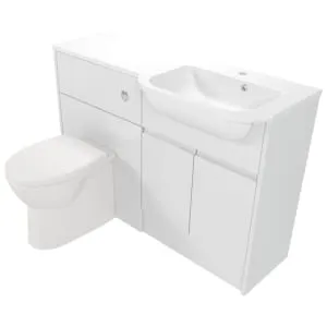 Deccado Clifton Bright White Right Hand 1200mm Fitted Vanity & Toilet Pan Unit Combination with Right Hand Basin