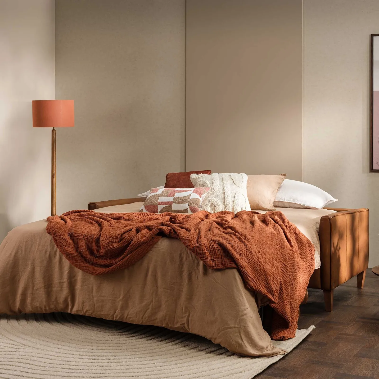 Bennett Sofa Bedbed, Brown Leather | Barker & Stonehouse 2