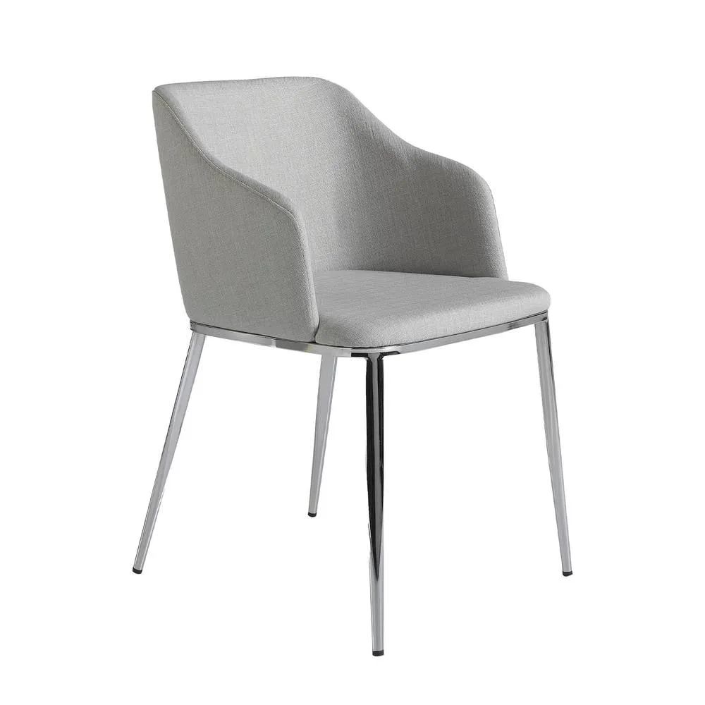 Angel Cerda Grey Upholstered Dining Chair - Chrome Stainless