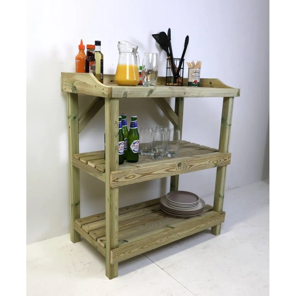 Churnet Valley Garden Furniture Ltd BBQ Prep Outdoor Table - L49 x W84 x H95 cm - Partially Assembled in Light Tan 4