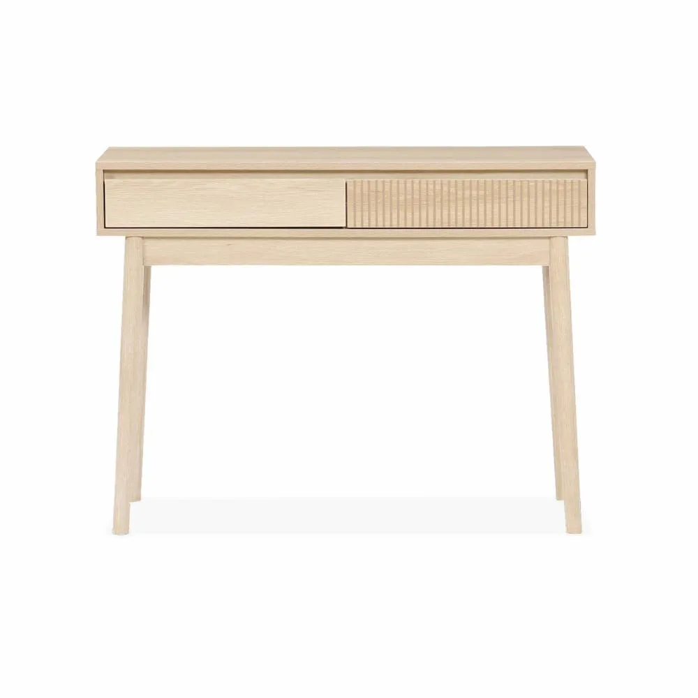 sweeek 100cm console table with grooved wooden detail in Beige 6
