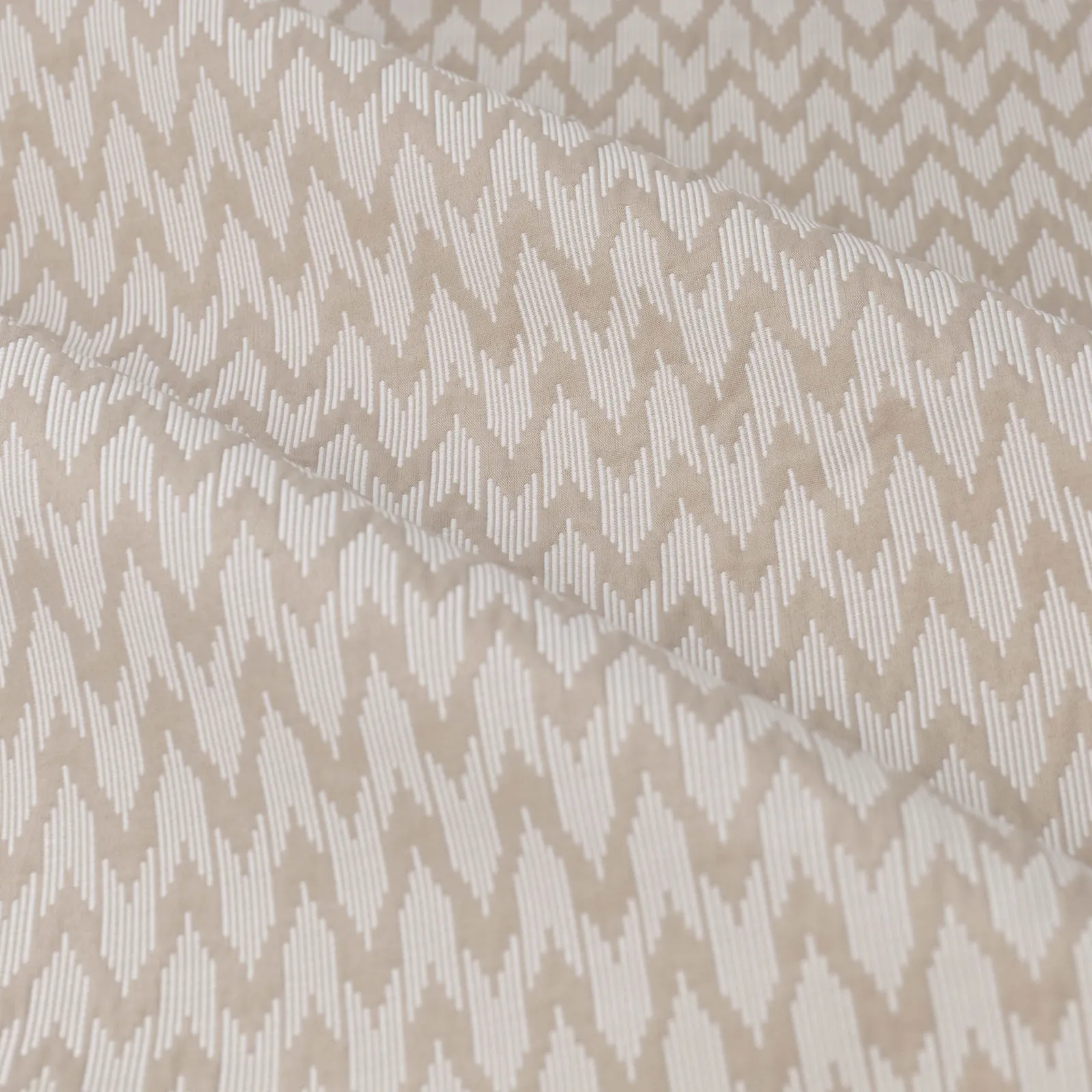 Sanderson Hutton Jacquard Room Darkening Pencil Pleat Curtains in Beige 5