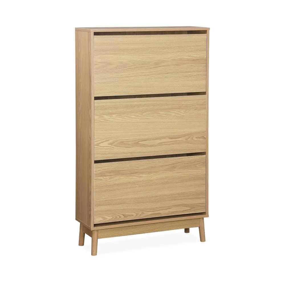 sweeek Scandi-style shoe cabinet with wood effct in Beige 2