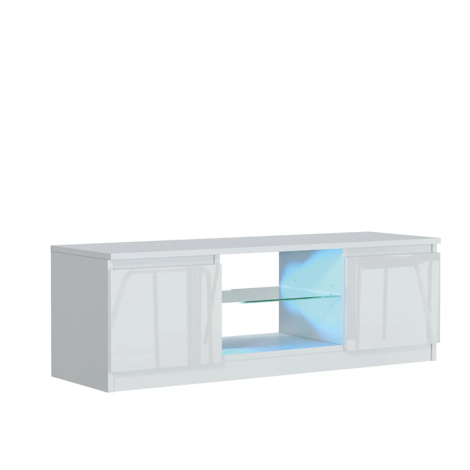 Creative Furniture Aura TV Unit 120cm - A Compact & Contemporary Cabinet with Gloss Doors & LED Lights in White 2