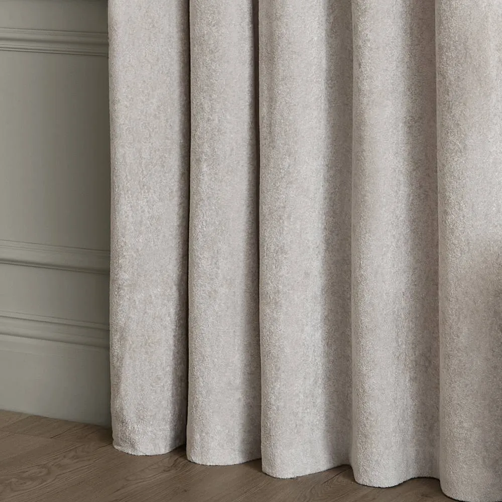 Paoletti Lustre Velvet Fully Lined Eyelet Curtain Pair in Silver 5
