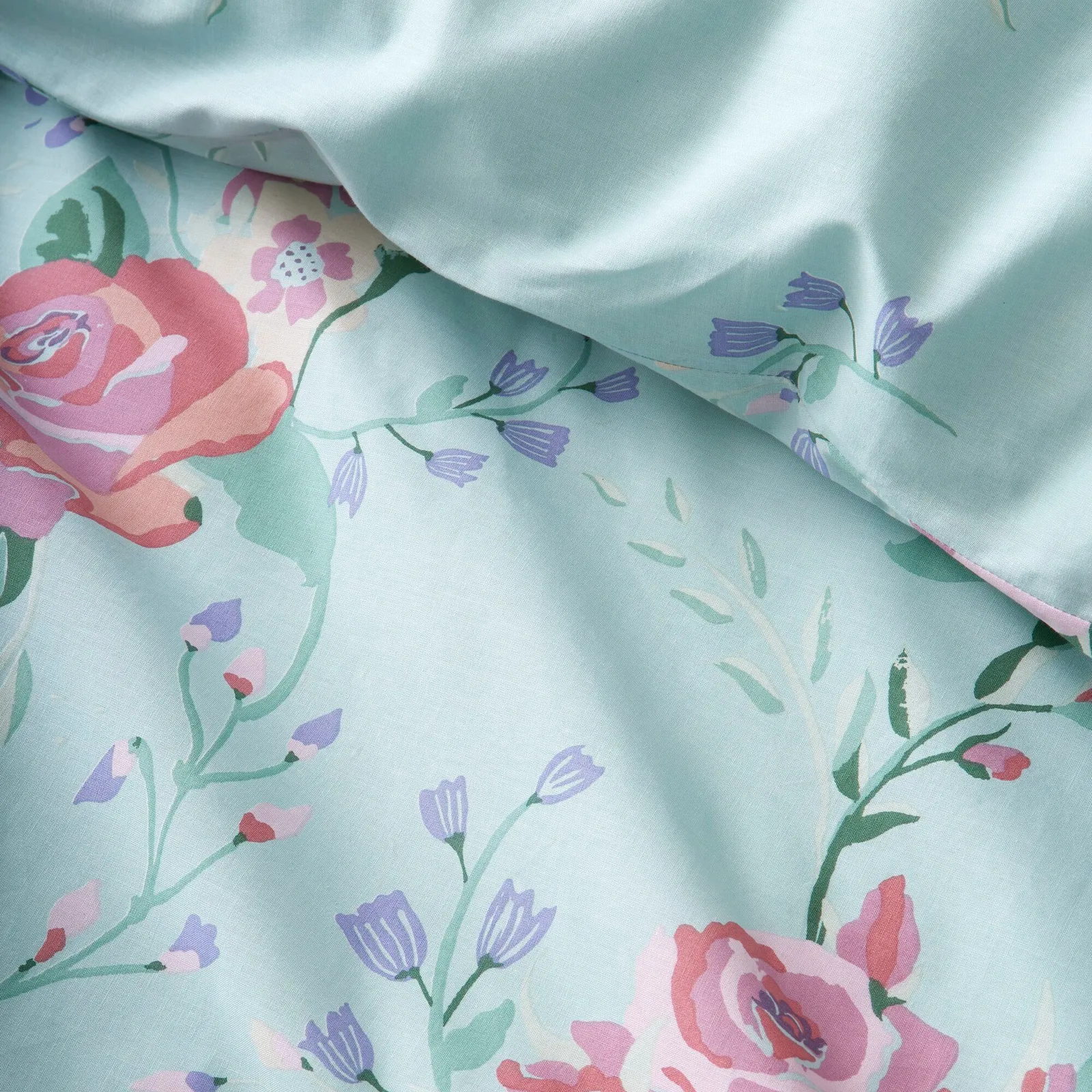 Portfolio Home Rose Garden Floral Duvet Cover Quilt Set with Pillowcase in Duck Egg Blue 4