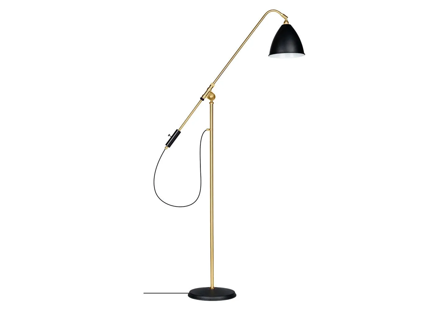 Gubi Bestlite BL4 Floor Lamp Brass Base Black Shade
