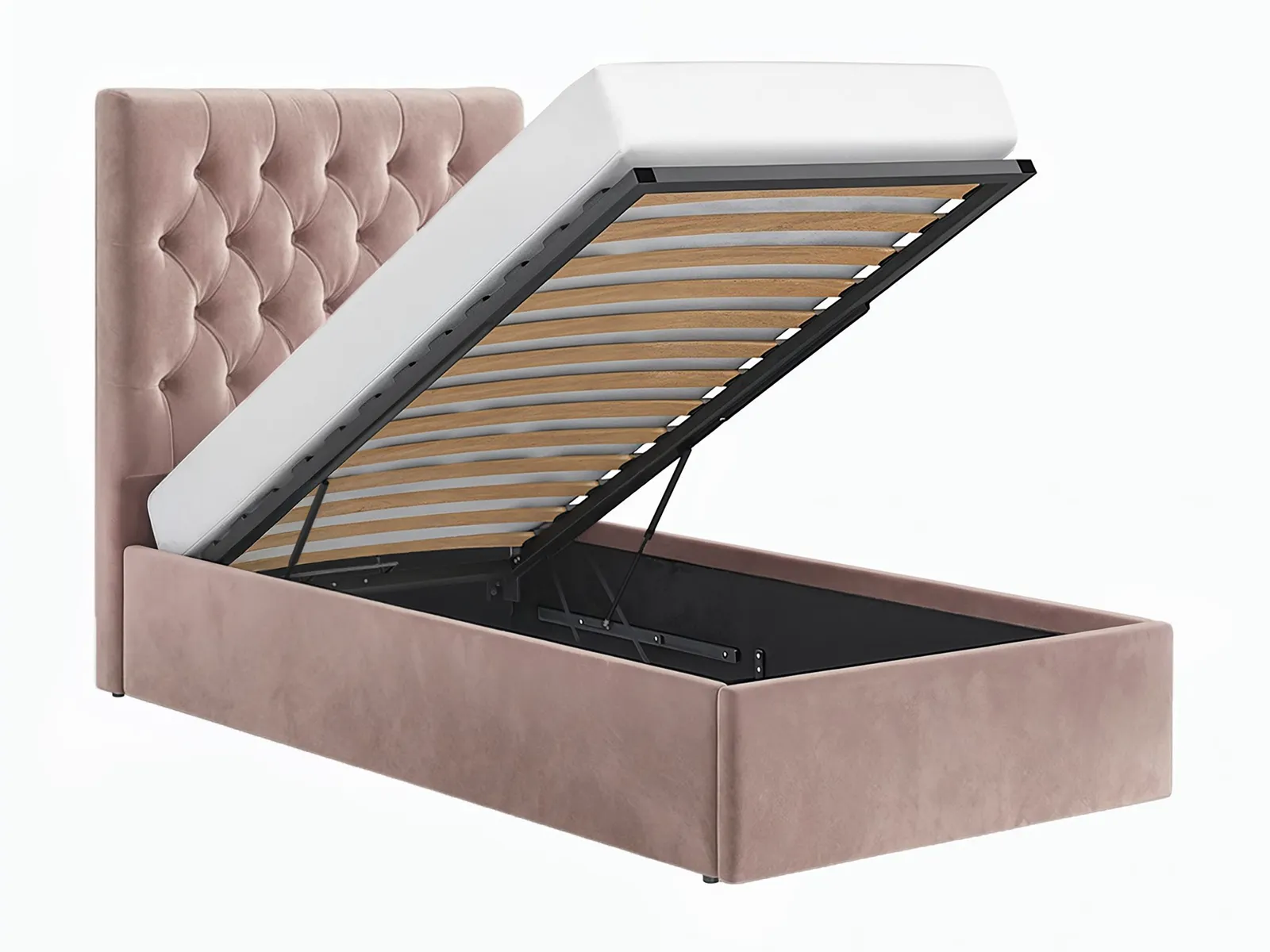 Flair Milan Velvet Single Ottoman Bed in Pink 5
