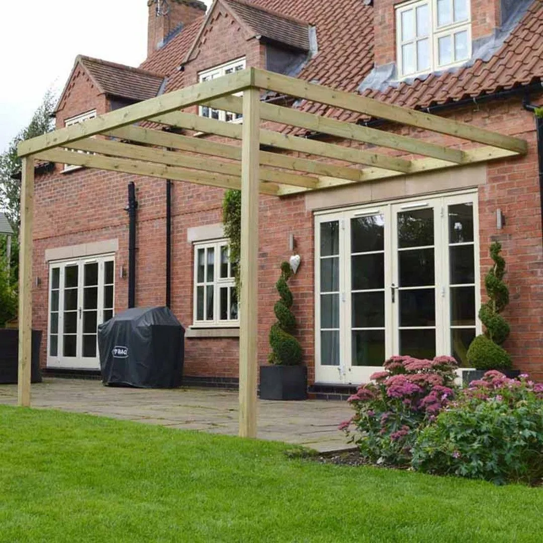 Rutland County Garden Furniture Ltd Wall Mounted Box Pergola - L360 x W360 x H270 cm - Light Green 4
